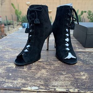 Coach Black Lace-Up Heeled Boots